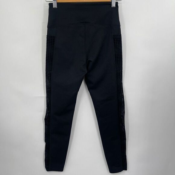 Good American High Rise Side Sheer  Mesh Athletic Black Leggings Size 2 - Picture 4 of 7